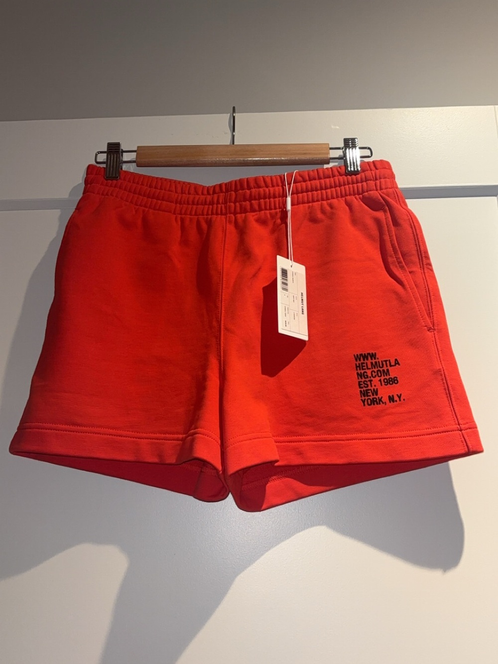 Helmut Lang Red Pullover Hoodie and Matching Shorts Set - Picture 4 of 10